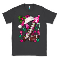 Smoke Pink Christmas Breast Cancer Ribbon Football Classic Tee - BundleAndBundleShop