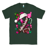 Sports Green Pink Christmas Breast Cancer Ribbon Football Classic Tee - BundleAndBundleShop