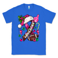 True Royal Pink Christmas Breast Cancer Ribbon Football Classic Tee - BundleAndBundleShop