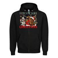 Black herd it was christmas Zipper Hoodie - CowGirlArtShop