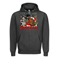 Charcoal Heather herd it was christmas Zipper Hoodie - CowGirlArtShop