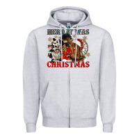 Heather Grey herd it was christmas Zipper Hoodie - CowGirlArtShop