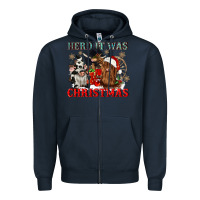 Navy herd it was christmas Zipper Hoodie - CowGirlArtShop