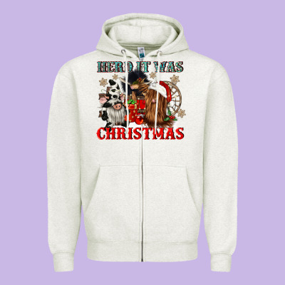 Herd It Was Christmas Zipper Hoodie Designed By Cowgirlartshop