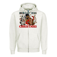 Oatmeal Heather herd it was christmas Zipper Hoodie - CowGirlArtShop