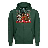 Sports Green herd it was christmas Zipper Hoodie - CowGirlArtShop