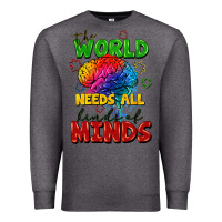 Charcoal Heather The world needs all kinds of minds Premium Sweatshirt - FaDigitalArtStudio
