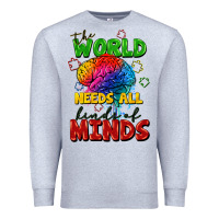 Heather Grey The world needs all kinds of minds Premium Sweatshirt - FaDigitalArtStudio