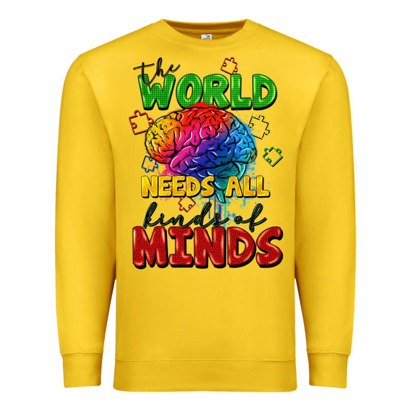 The World Needs All Kinds Of Minds Premium Sweatshirt by FaDigitalArtStudio | Teevron