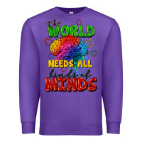 Purple The world needs all kinds of minds Premium Sweatshirt - FaDigitalArtStudio