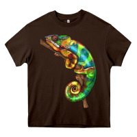 Chocolate Brown Chameleon Lizard Illustrations Heavy Core Tee - LillyAllenDesigns