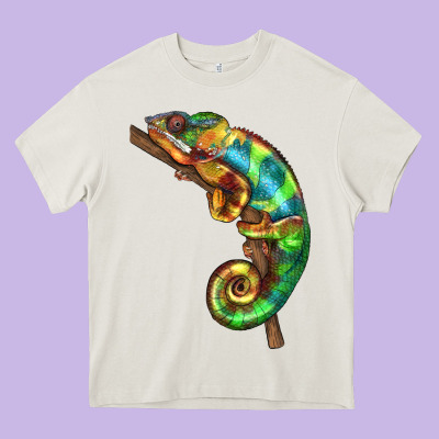 Chameleon Lizard Illustrations Heavy Core Tee Designed By Lillyallendesigns
