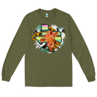 Army Green Western Texas Flag Cow Portrarit Long Sleeve Tee - Bettercallsaul
