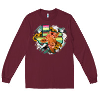 Burgundy Western Texas Flag Cow Portrarit Long Sleeve Tee - Bettercallsaul