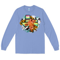 Colony Blue Western Texas Flag Cow Portrarit Long Sleeve Tee - Bettercallsaul