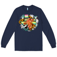 Navy Western Texas Flag Cow Portrarit Long Sleeve Tee - Bettercallsaul