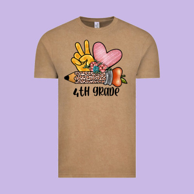 Peace Love 4th Grade Vintage Tee Designed By Jahusdesignshop