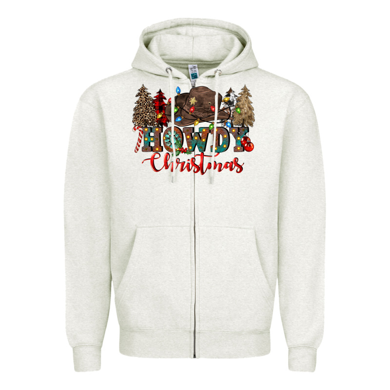 Howdy Christmas Zipper Hoodie by CowGirlArtShop | Teevron