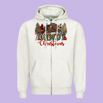 Howdy Christmas Zipper Hoodie Designed By Cowgirlartshop