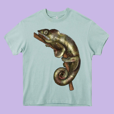 Green Chameleon Lizard Illustrations Heavy Core Tee Designed By Lillyallendesigns