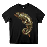 Black Green Chameleon Lizard Illustrations Heavy Core Tee - LillyAllenDesigns