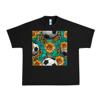 Black soccer balls and sunflowers with leopard and gemstone seamless pattern Urban Heavy Tee - BundleAndBundleShop
