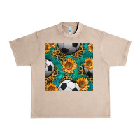 Soccer Balls And Sunflowers With Leopard And Gemstone Seamless Pattern Urban Heavy Tee | Teevron