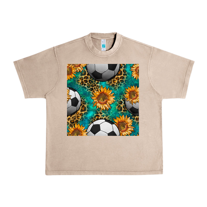 Soccer Balls And Sunflowers With Leopard And Gemstone Seamless Pattern Urban Heavy Tee by BundleAndBundleShop | Teevron