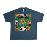 Midnight Navy soccer balls and sunflowers with leopard and gemstone seamless pattern Urban Heavy Tee - BundleAndBundleShop