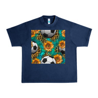 Navy soccer balls and sunflowers with leopard and gemstone seamless pattern Urban Heavy Tee - BundleAndBundleShop