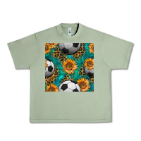Oil Green soccer balls and sunflowers with leopard and gemstone seamless pattern Urban Heavy Tee - BundleAndBundleShop