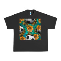 Pigment Black soccer balls and sunflowers with leopard and gemstone seamless pattern Urban Heavy Tee - BundleAndBundleShop