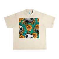 Sandshell soccer balls and sunflowers with leopard and gemstone seamless pattern Urban Heavy Tee - BundleAndBundleShop