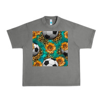 Tornado soccer balls and sunflowers with leopard and gemstone seamless pattern Urban Heavy Tee - BundleAndBundleShop