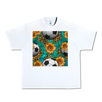 White soccer balls and sunflowers with leopard and gemstone seamless pattern Urban Heavy Tee - BundleAndBundleShop