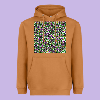 Mardi Gras Leopard  Seamless Pattern Heavyweight Hoodie Designed By Fadigitalartstudio