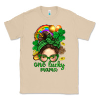 Mushroom St. Patrick Messy Bun One Luck Mama With Clover Classic Tee - BundleAndBundleShop