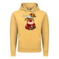 Vintage Mustard christmas baby deer Vintage Hoodie - MaliasSmallBusiness