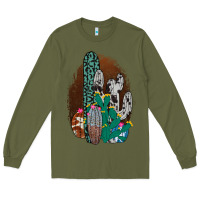 Army Green Western Cowhide Cactus Long Sleeve Tee - Bettercallsaul