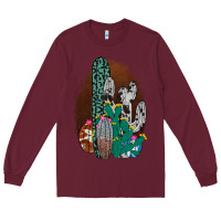 Burgundy Western Cowhide Cactus Long Sleeve Tee - Bettercallsaul