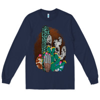 Navy Western Cowhide Cactus Long Sleeve Tee - Bettercallsaul