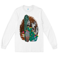 White Western Cowhide Cactus Long Sleeve Tee - Bettercallsaul