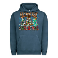 Pigment Midnight Navy Howdy Christmas Urban Hoodie - CowhideDigitalArt