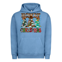Pigment Pebble Blue Howdy Christmas Urban Hoodie - CowhideDigitalArt