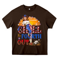 Chocolate Brown Chill the fourth out 4th of july Heavy Core Tee - NancyCooperArtShop