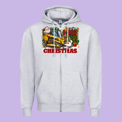 I Dig Christmas Zipper Hoodie Designed By Cowgirlartshop