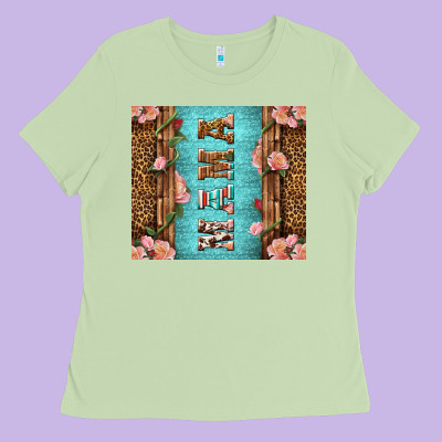 Western Mama Pink Roses Ladies Tee Designed By Lillyallendesigns