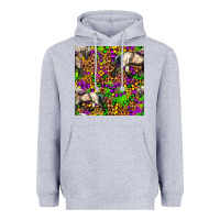 Heather Grey mardi gras leopard horse seamless pattern Heavyweight Hoodie - FaDigitalArtStudio