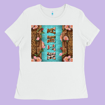 Western Mama Pink Roses Ladies Tee Designed By Lillyallendesigns