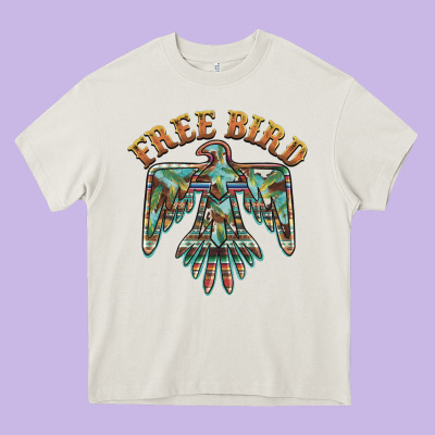 Free Bird Feathers Thunderbird Heavy Core Tee Designed By Barkaloodesign